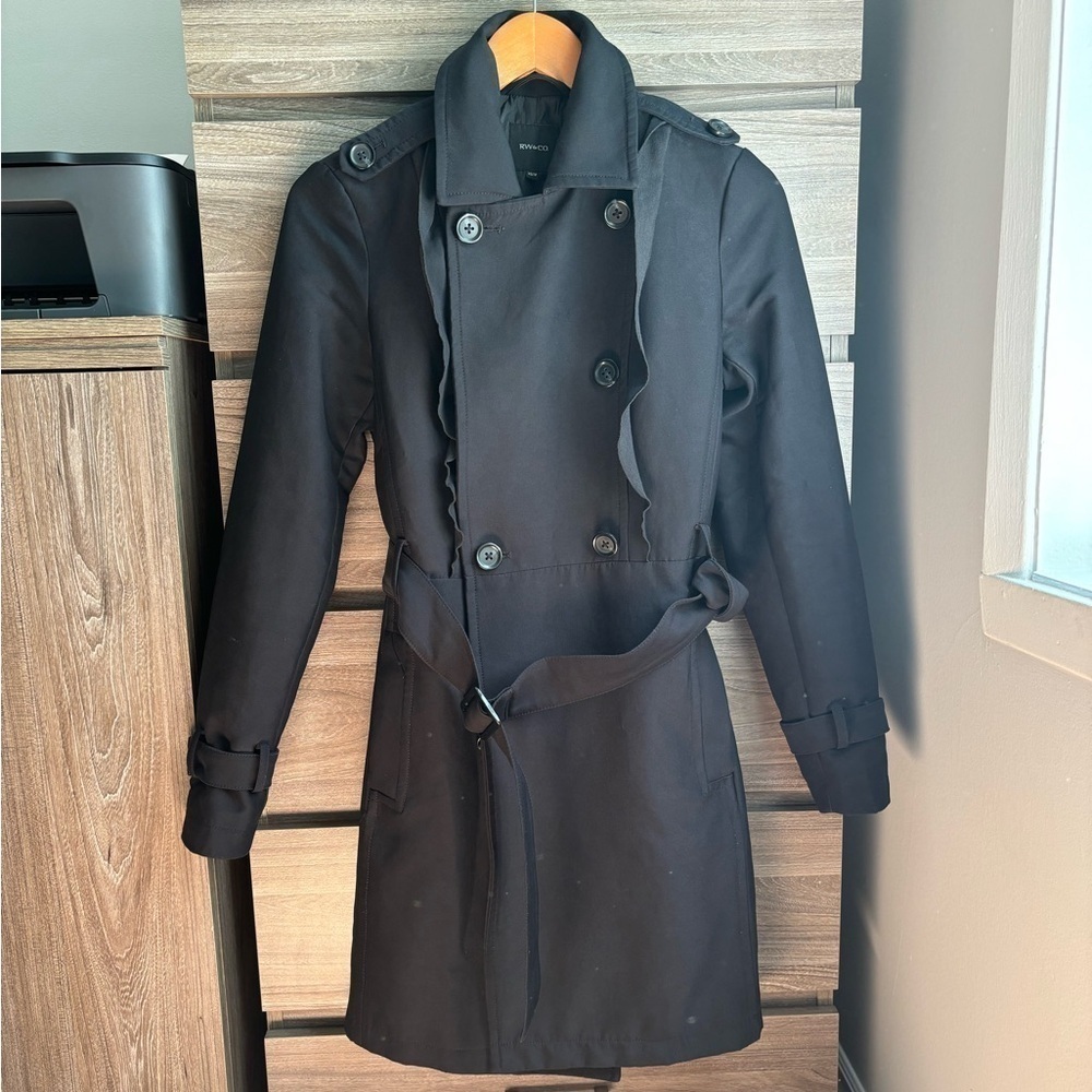 RW & CO Women Black Trench Coat Fall / Spring